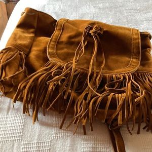 Suede backpack style purse